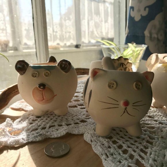 Clay Animal Planters with Button Eyes ~ Handmade - Picture 8 of 10